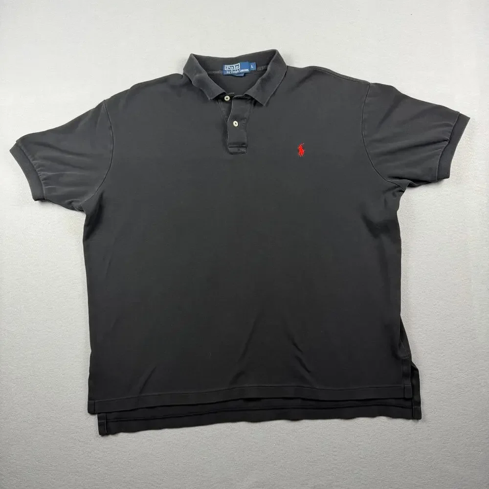 Polo Ralph Lauren Black Polo Shirt Red Pony Men L